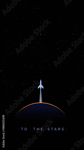 Rocket Launch into Starry Night Sky with 