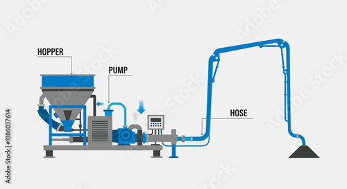 Detailed Illustration Of A Concrete Pump Machine For Efficient Construction Workflows