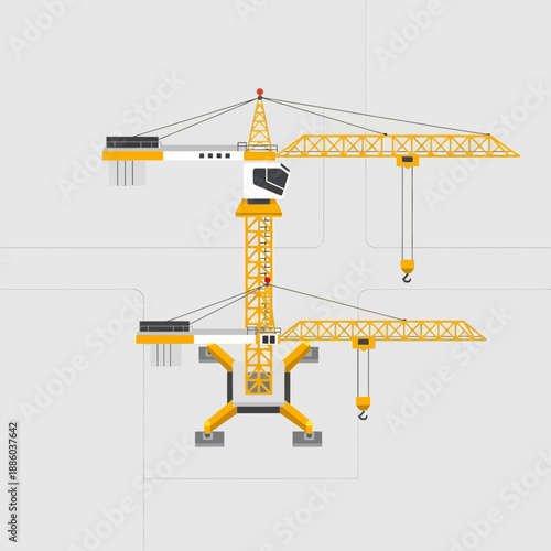 Dynamic Construction Cranes Vector Graphics Showcasing Industrial Progress And Development