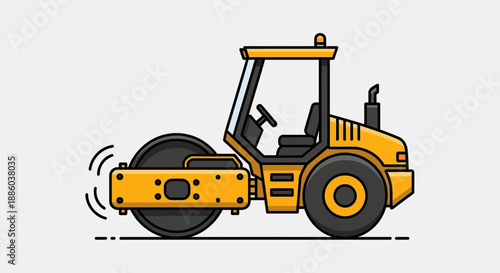 Dynamic Heavy Equipment Road Roller Illustration Ideal For Construction Designs