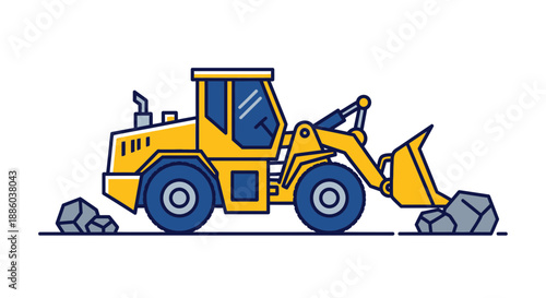 Dynamic Heavy Equipment Yellow Loader For Industrial And Building Projects Vector Art
