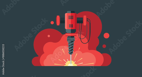 Dynamic Industrial Drilling Operation Unleashing Bright Sparks And Energy Through Solid Materials