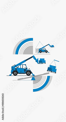 Dynamic Industrial Material Handling Modern Construction Equipment Vector Design