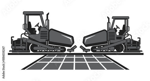 Dual Road Pavers Constructing Modern Paved Surface For Infrastructure Development