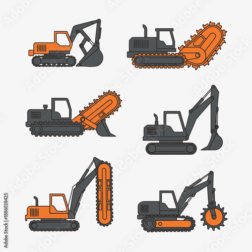 Dynamic Collection Of Industrial Earthmoving Equipment For Construction Projects
