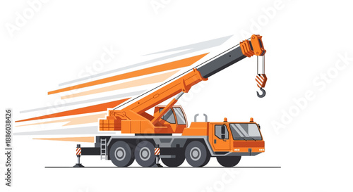 Dynamic Mobile Crane Vector Illustration Showcasing Rapid Industrial Progress And Construction