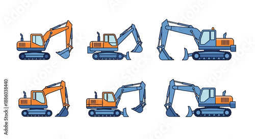 Dynamic Collection Of Industrial Excavator Machinery For Modern Construction Projects