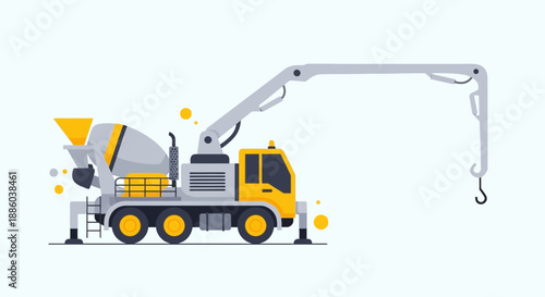 Dynamic Concrete Mixer Pump Truck Graphic Design For Industrial Building And Modern Infrastructure