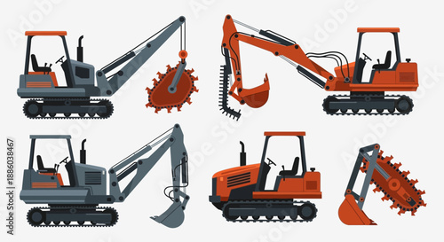 Dynamic Collection Of Industrial Excavators And Digging Machinery For Construction Projects