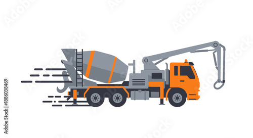 Dynamic Concrete Mixer Pump Truck Illustration Showcasing Efficient Construction Site Material