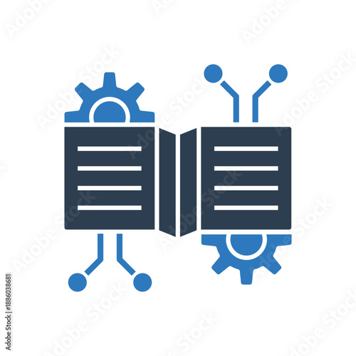 Machine Learning Icon - Ai Book Gear Icon