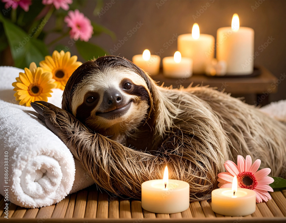 Fototapeta premium Faultier im Spa Wellness