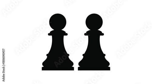 Two black chess pawns presented in a striking dark silhouette