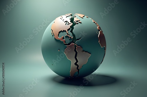 Cracked Globe Showing Continents