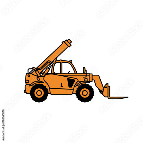 Dynamic Orange Telehandler Vehicle Illustration For Material Movement At Construction Sites