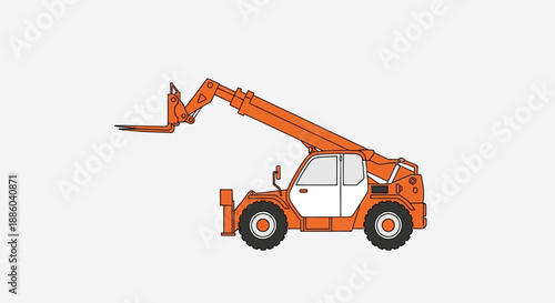 Dynamic Orange Telehandler Vehicle Illustration For Construction And Logistics Projects