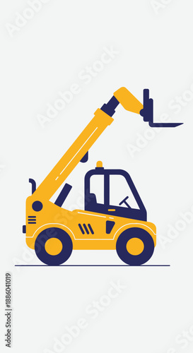 Dynamic Vector Illustration Of A Powerful Yellow Telehandler For Industrial Operations And Logistics