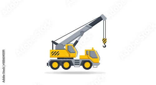 Dynamic Yellow Mobile Crane Icon Symbolizing Industrial Power And Development