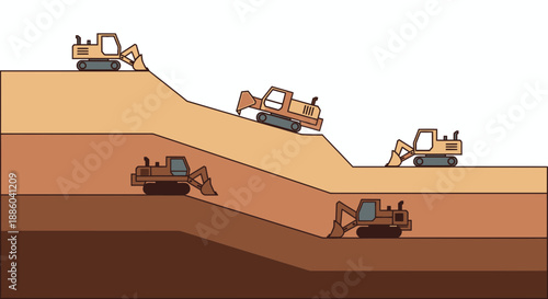 Earthmoving Equipment Actively Shaping A Multi Layered Construction Landscape Design