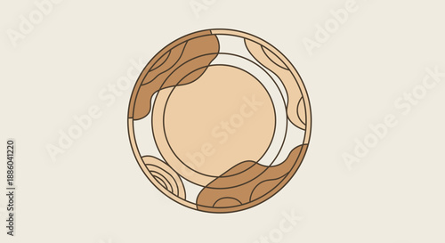 Earthy Abstract Circular Illustration With Organic Wavy Shapes And Natural Tones