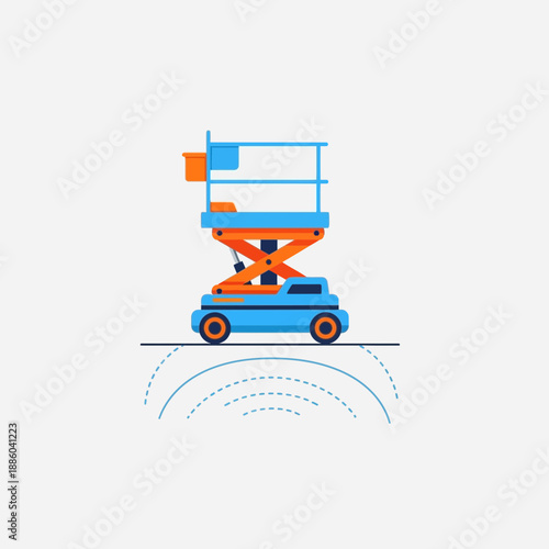 Elevated Work Platform Scissor Lift Graphic Icon For Industrial Construction And Maintenance