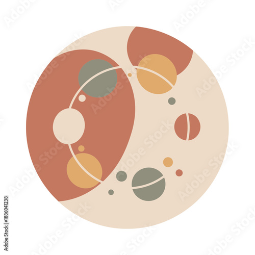 Earthy Toned Abstract Celestial Bodies Intertwined In A Cosmic Dance Of Serenity