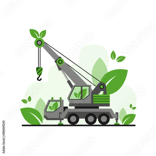 Eco Friendly Mobile Crane Symbolizing Green Construction And Environmental Sustainability