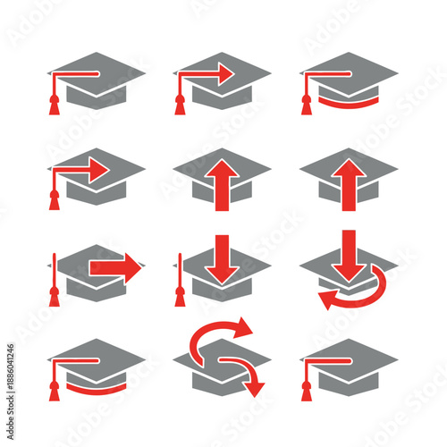 Educational Journey Icons Representing Academic Growth And Future Career Paths