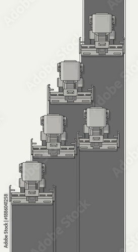 Efficient Agricultural Combine Harvesters Working Systematically In A Modern Field