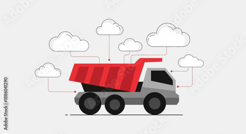 Efficient Cloud Data Delivery System Represented By A Heavy Construction Truck