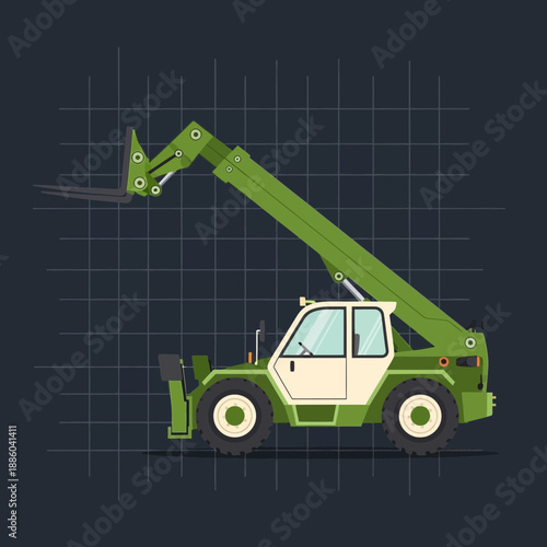 Efficient Green Telehandler Vehicle Essential For Construction And Industrial Work