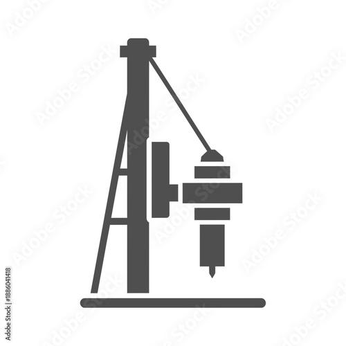 Essential Drilling Rig Silhouette Symbolizing Geotechnical Engineering And Deep Foundation Work