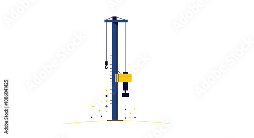 Essential Drilling Rig Equipment At Work Foundation Construction Minimalist Design Icon