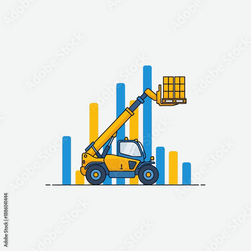 Efficient Industrial Logistics With Data Graph Background Illustration