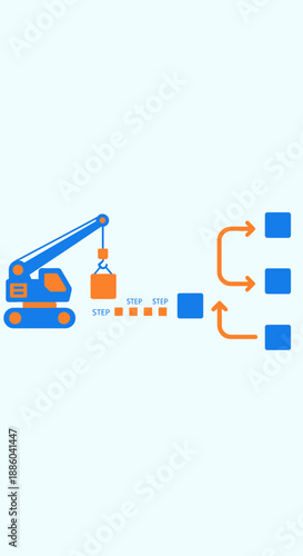 Efficient Industrial Logistics Process With Crane And Step By Step Delivery Diagram