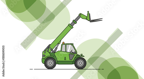 Efficient Green Telescopic Handler Forklift Ready For Work Site Projects Vector Illustration