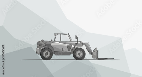 Essential Heavy Duty Telehandler Construction Vehicle Material Lifting Illustration