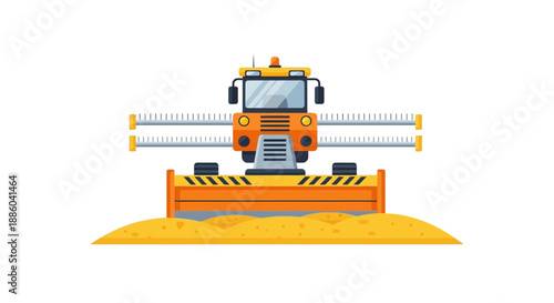 Efficient Industrial Paving Machine Spreading Material On Construction Ground