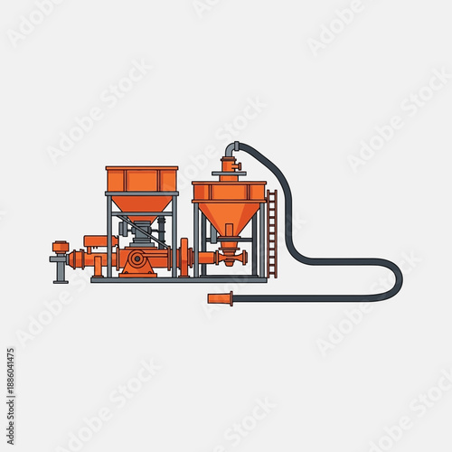 Efficient Industrial Pumping System For Concrete Or Mortar Delivery Vector Illustration