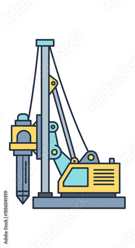 Essential Heavy Equipment Pile Driver Icon For Foundation Building Projects