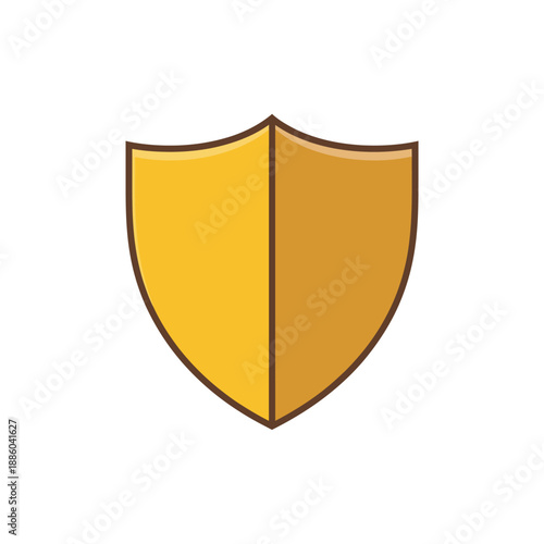 Golden Shield Icon with Brown Outline