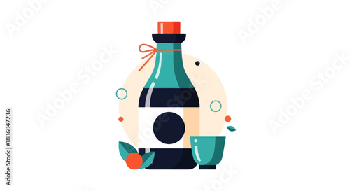 Bottle and cup illustration