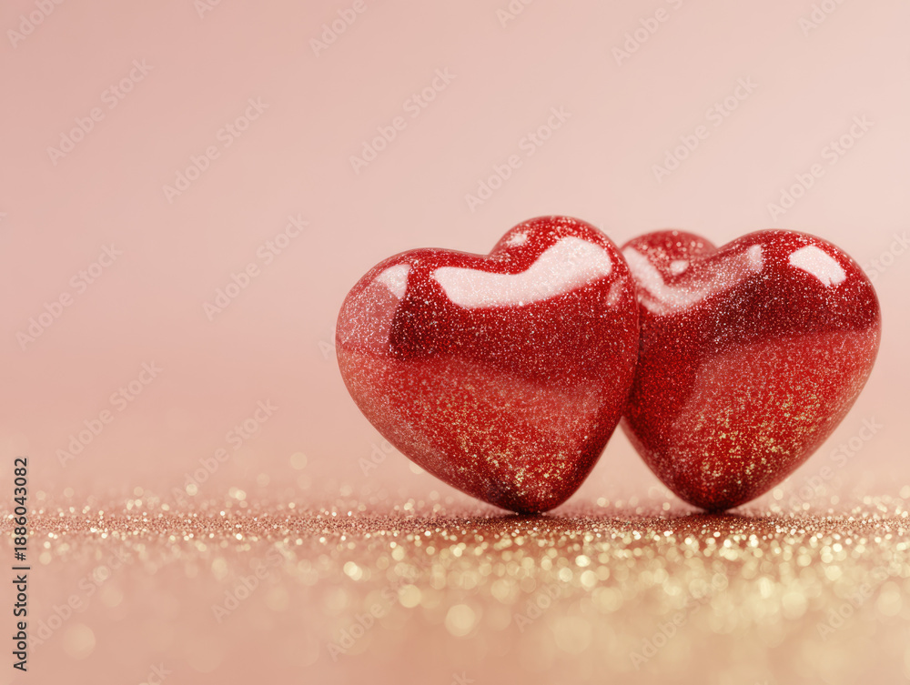 Fototapeta premium Romantic red Valentine heart-shaped, symbol of love and romance for valentine's background. 