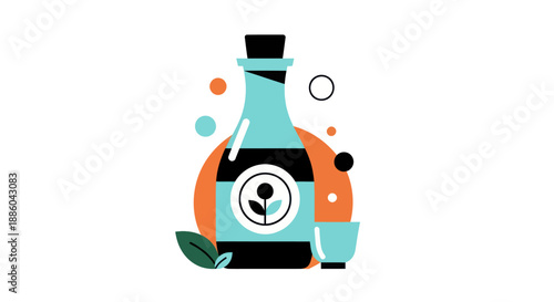 Bottle and cup illustration