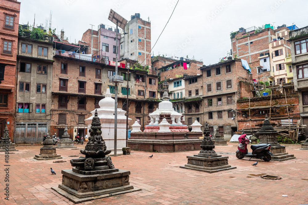 Obraz premium street viewe of kathmandu old town, nepal