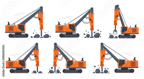 Heavy Construction Equipment Pattern For Industrial Demolition Projects And Site Development