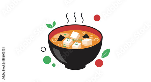 Bowl of miso soup illustration