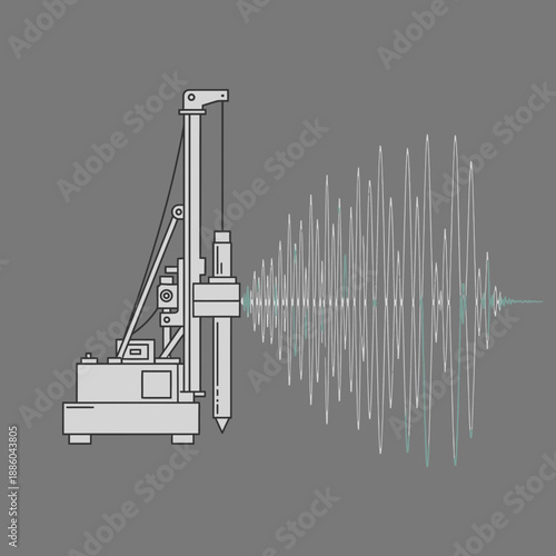 Geotechnical Drilling Rig Emitting Vibrational Waves for Earth Analysis and Engineering Testing