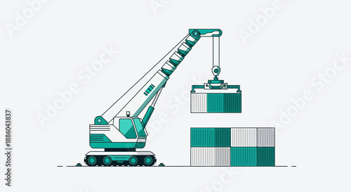 Global Logistics And Shipping Operations With Industrial Crane Moving Container