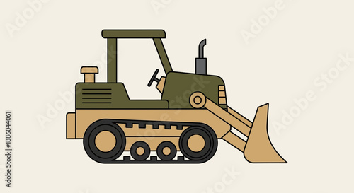 Heavy Construction Bulldozer Earthmoving Equipment Minimalist Vector Illustration For Industry
